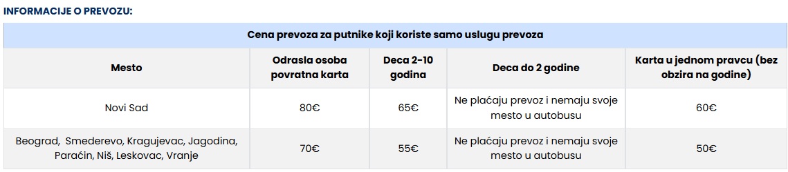 Autobuski prevoz Cenovnik