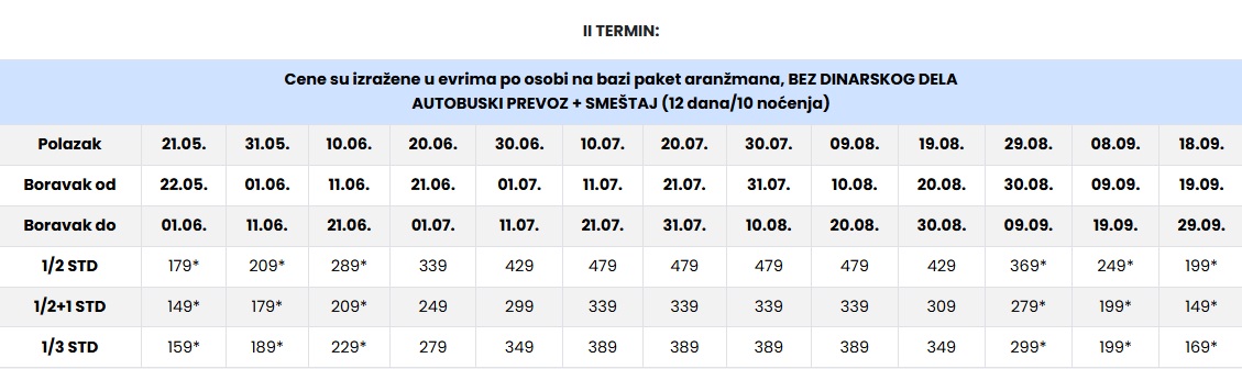 vila kosmas 10 nocenja II termin polihrono cenovnik Cenovnik