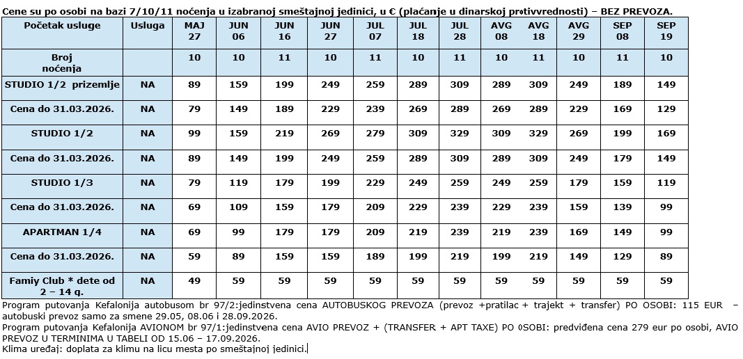 vila areti kefalonija cenovnik kefalonija Cenovnik