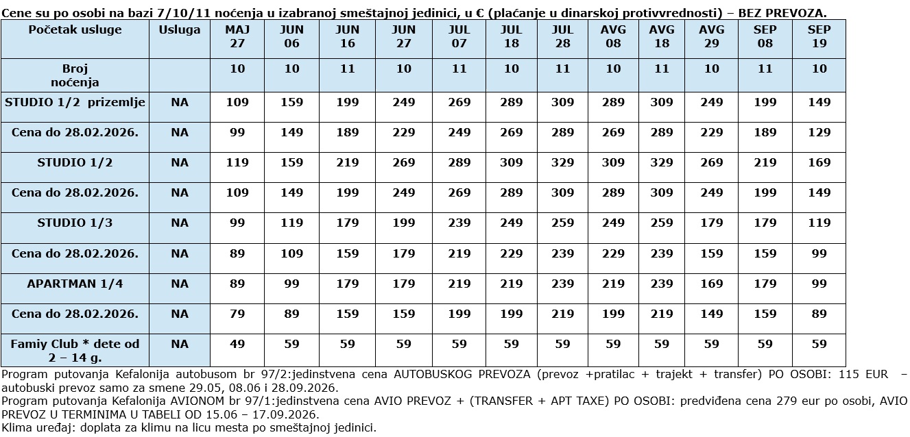 vila areti kefalonija cenovnik Cenovnik