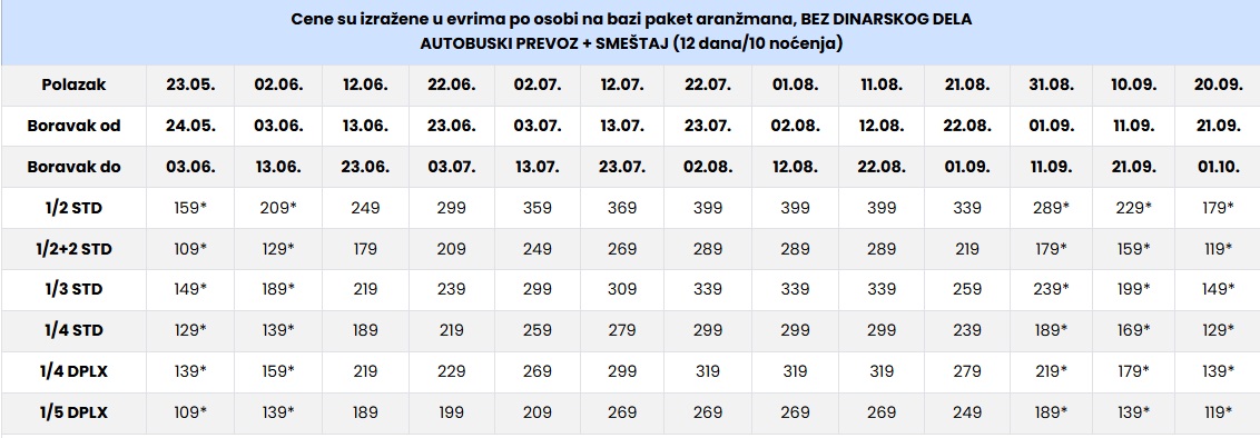 vila glikeria nei pori cenovnik Cenovnik