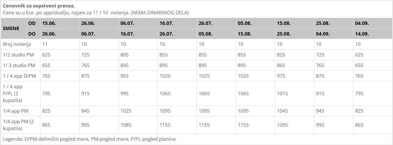 vila karaoulanis beach pilion cenovnik Cenovnik