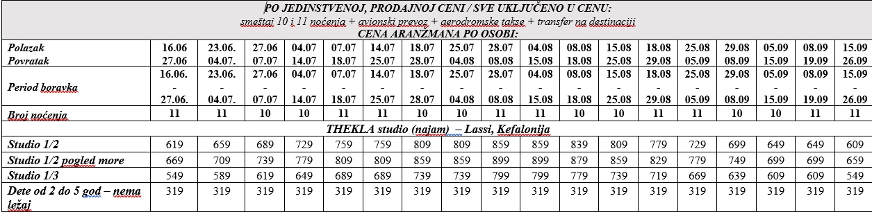 vila thekla lassi avio kefalonija cenovnik Cenovnik